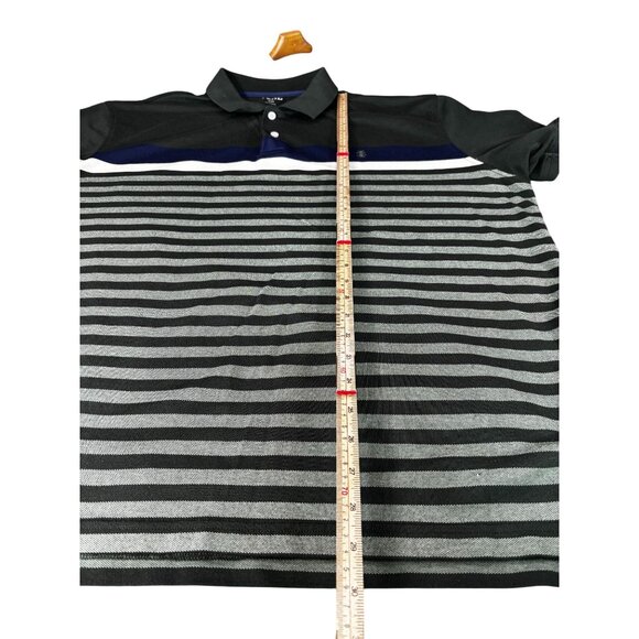 Izod Mens Polo Shirt XXL Green & Blue Striped Cotton Blend - Picture 9 of 9